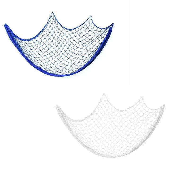 Fishing Net Decor DIY Beige/Blue Nautical Decorative Beach Mediterranean Party - Blue