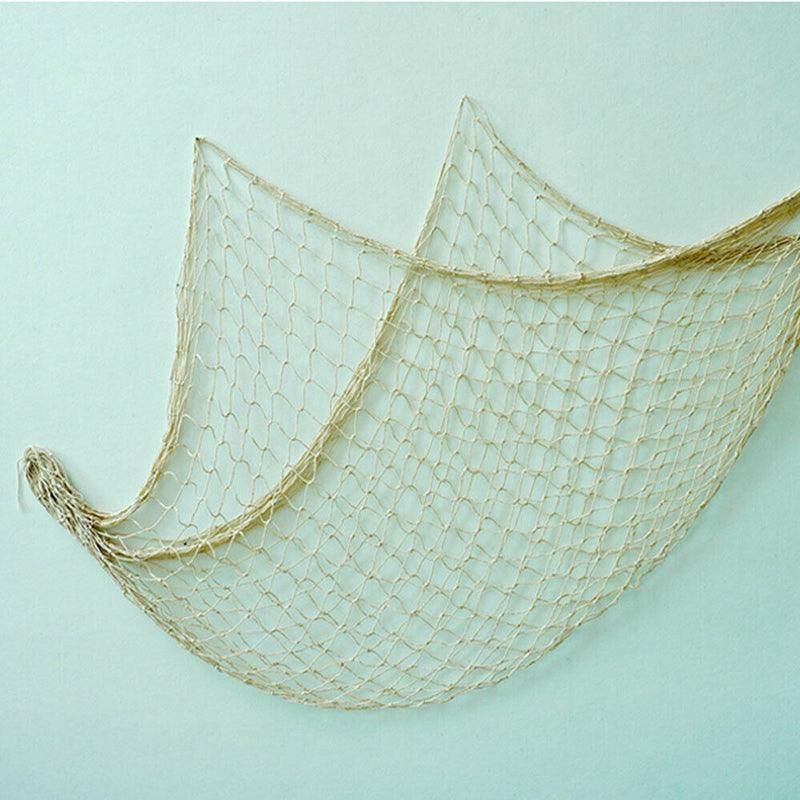 Fishing Net Decor DIY Beige/Blue Nautical Decorative Beach Mediterranean Party - Blue
