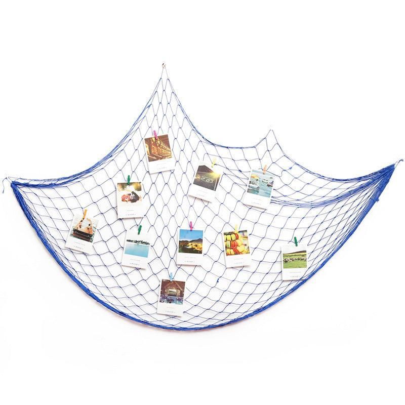 Fishing Net Decor DIY Beige/Blue Nautical Decorative Beach Mediterranean Party - Blue