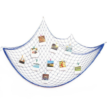 Fishing Net Decor DIY Beige/Blue Nautical Decorative Beach Mediterranean Party - Blue