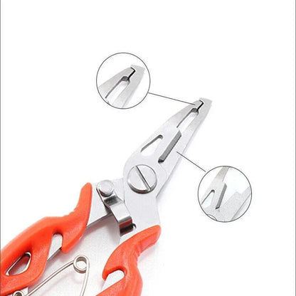 Multi Function Fishing Pliers Line Cutter Split Ring Tool with Grip Scissors Design - Yellow