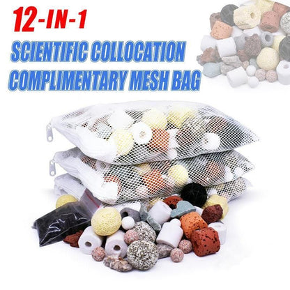 12In1 Ceramic Bio Ball Filter Media Biological Rings For Aquarium Fish Tank Pond