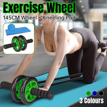Abdominal Exercise Wheel Fitness Roller Home Workout Muscle Trainer Gym Equipment - Black