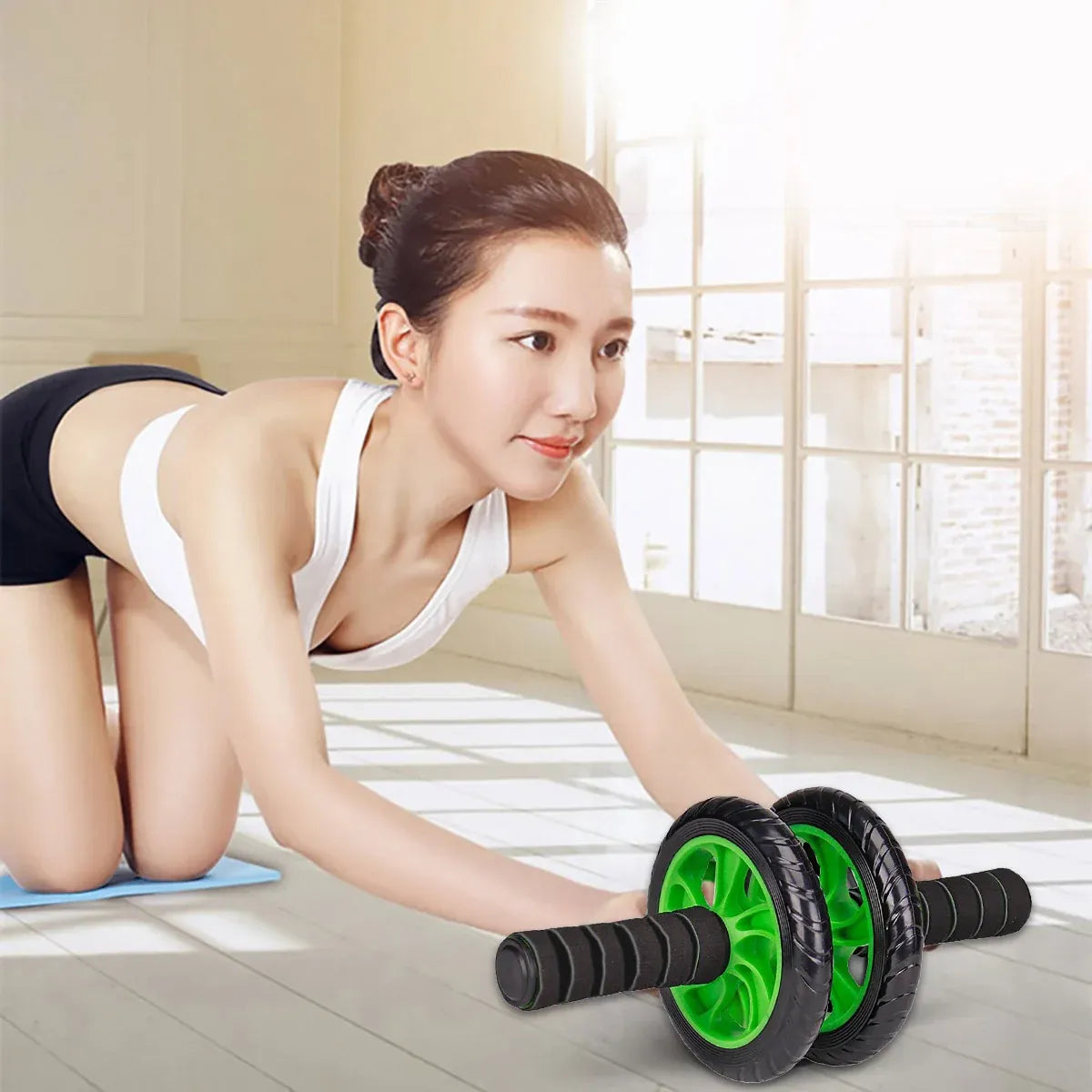 Abdominal Exercise Wheel Fitness Roller Home Workout Muscle Trainer Gym Equipment - Black