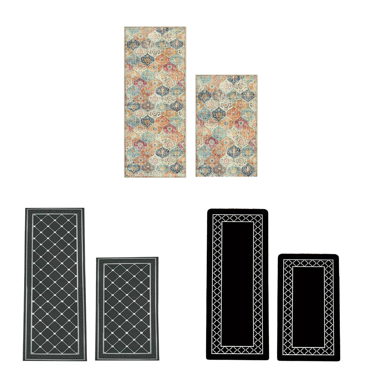 Household Floor Mats 2 Piece Set Non Slip Water Absorbent Dust-Proof Floor Mat - Diamond-shaped