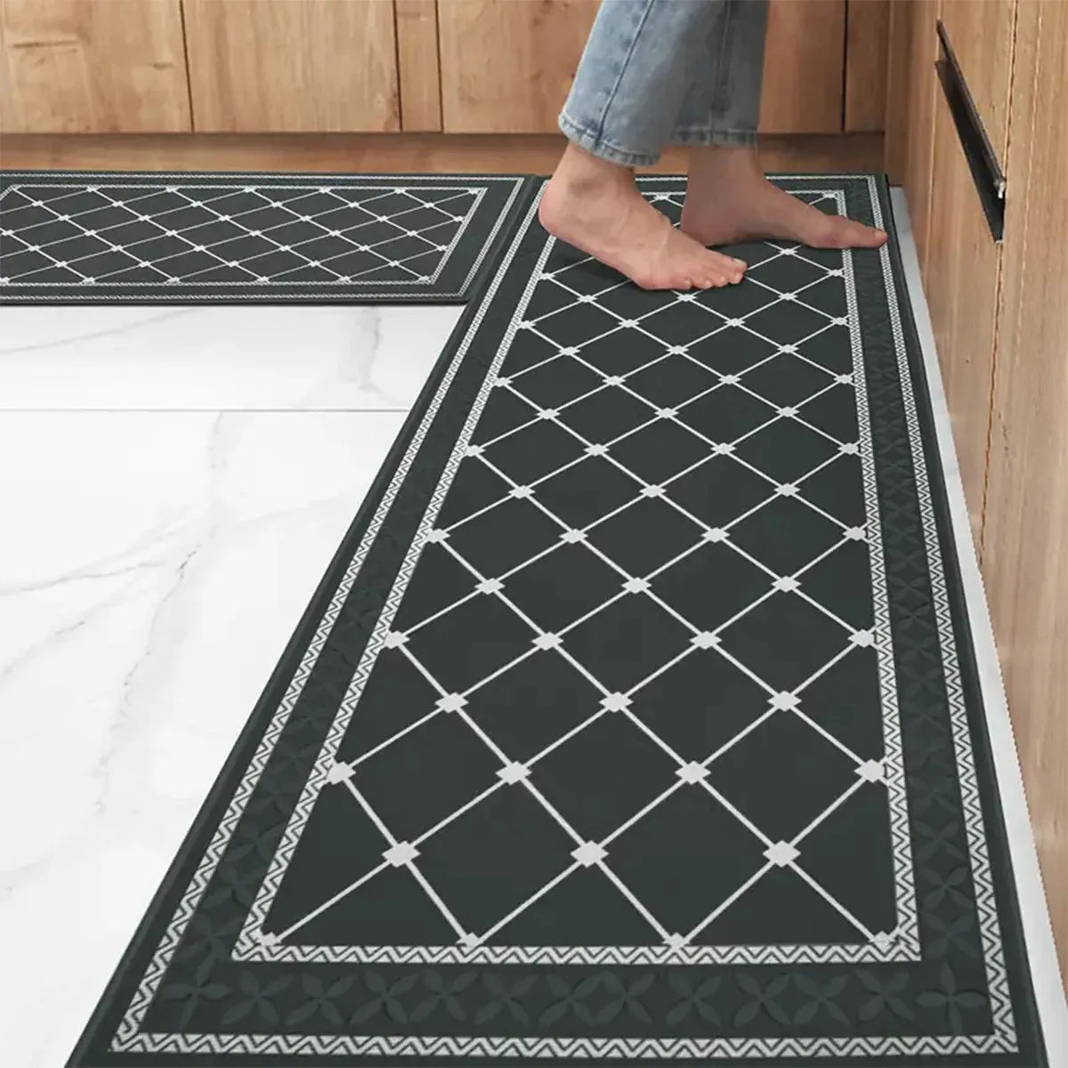 Household Floor Mats 2 Piece Set Non Slip Water Absorbent Dust-Proof Floor Mat - Diamond-shaped