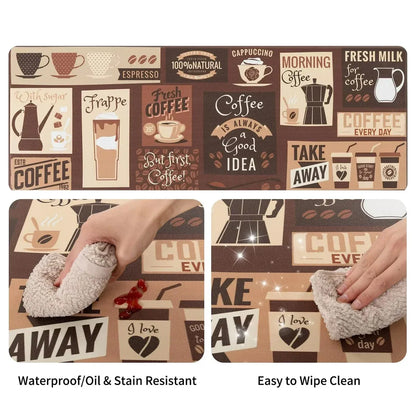 Printed Non Slip Door Floor Rug Mat Kitchen Bathroom Carpet Mat Water Absorbent