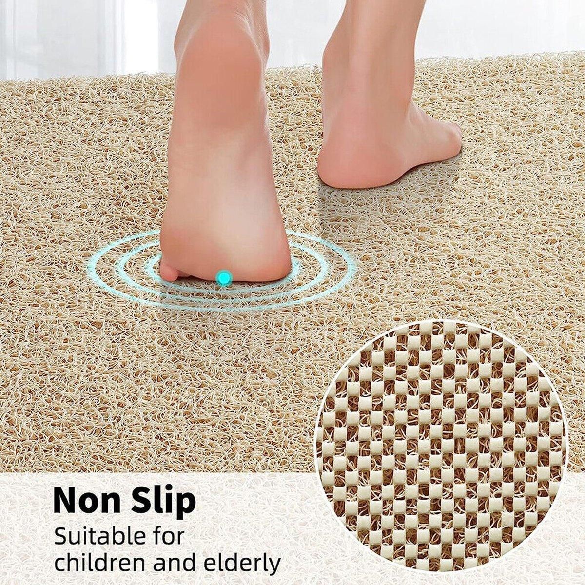 Waterproof Non-Slip Bathroom Shower Mat Anti-Slip Rug Toilet Floor Mat Washable - Grey-43*120cm