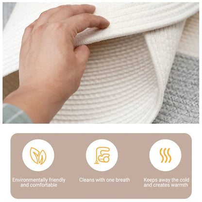 Cotton Floor Mat Oval Non Slip Carpet Household Soft Washable Rug for Bedroom - Khaki