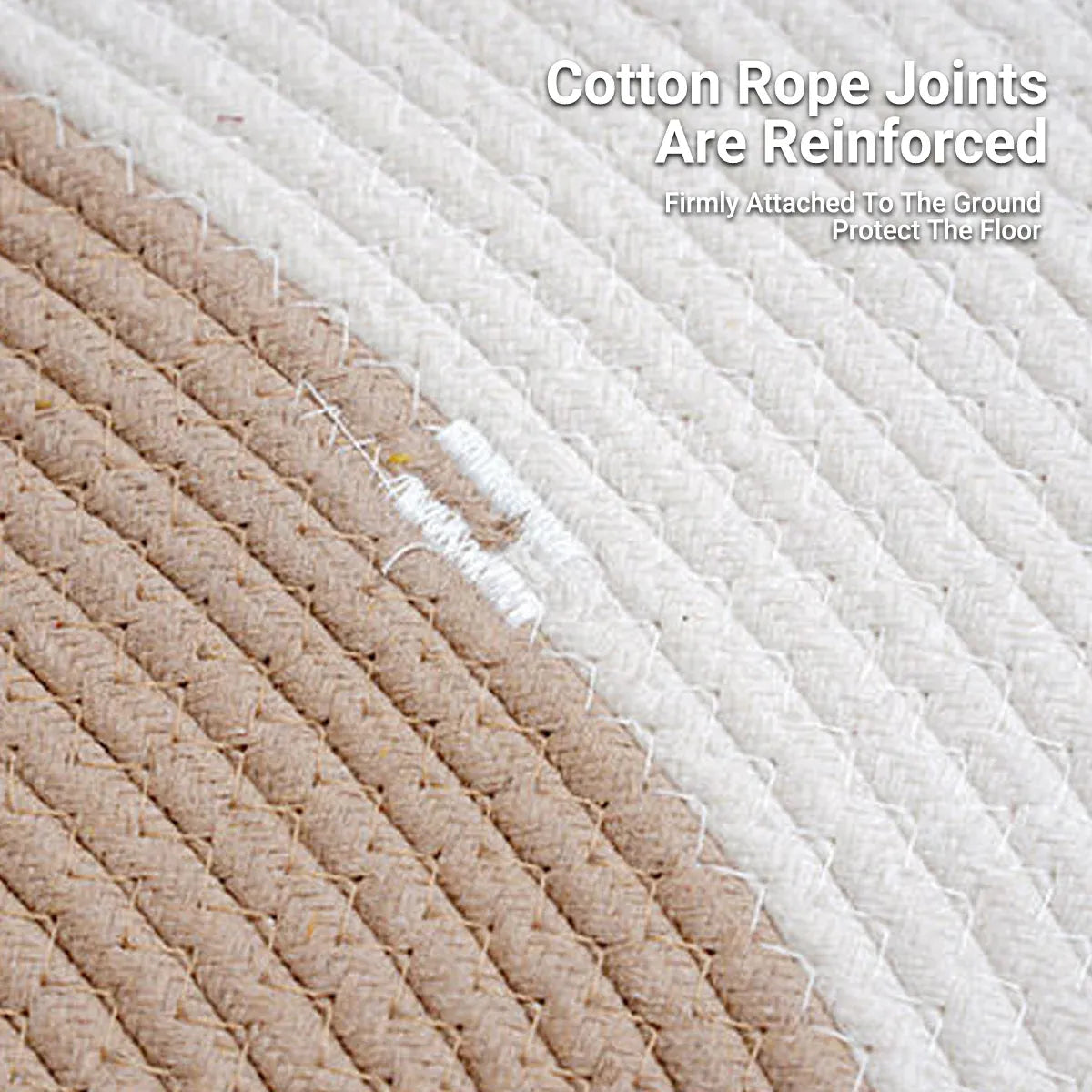 Cotton Floor Mat Oval Non Slip Carpet Household Soft Washable Rug for Bedroom - Khaki