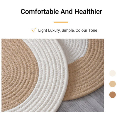 Cotton Floor Mat Oval Non Slip Carpet Household Soft Washable Rug for Bedroom - Khaki