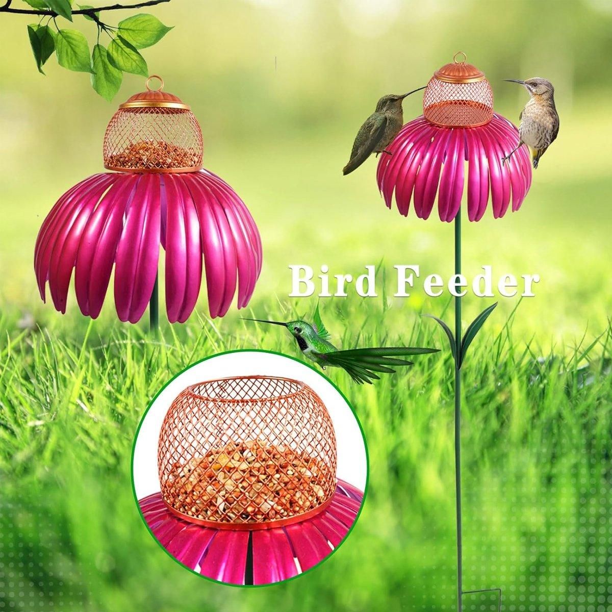 Decorative Metal Flower Garden Bird Feeder Outdoor Hanging Birdseed Feeder