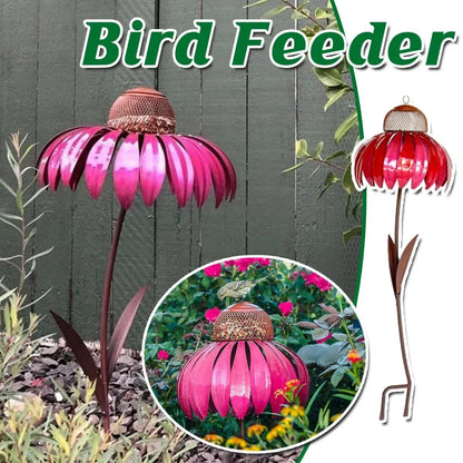 Decorative Metal Flower Garden Bird Feeder Outdoor Hanging Birdseed Feeder