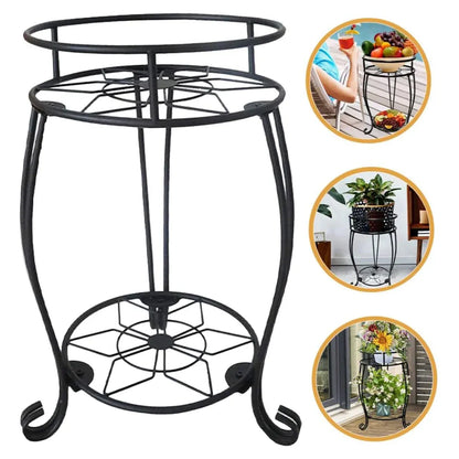 Foldable Plant Stand 2 Tier Metal Flower Shelf for Indoor Outdoor