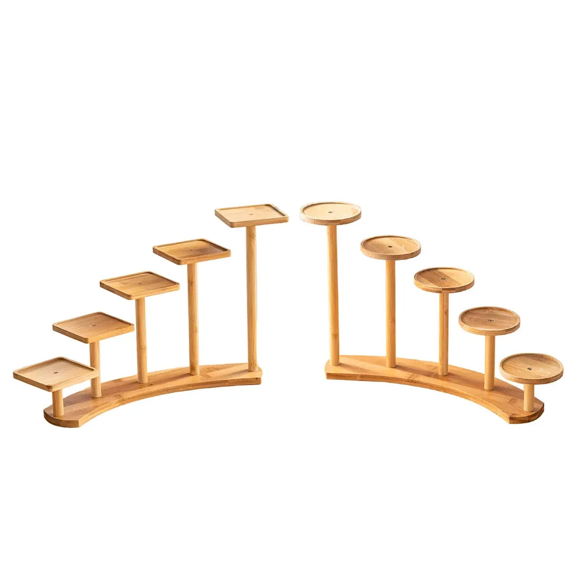 Bamboo Indoor Desktop Flower Stand for Living Room Office MultiTier Plant Holder - Square