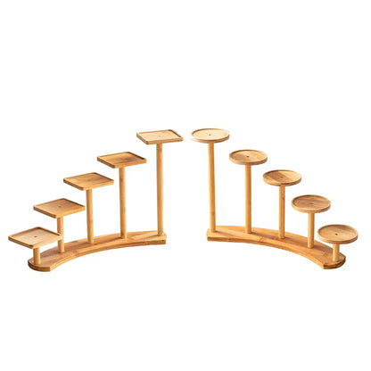 Bamboo Indoor Desktop Flower Stand for Living Room Office MultiTier Plant Holder - Square