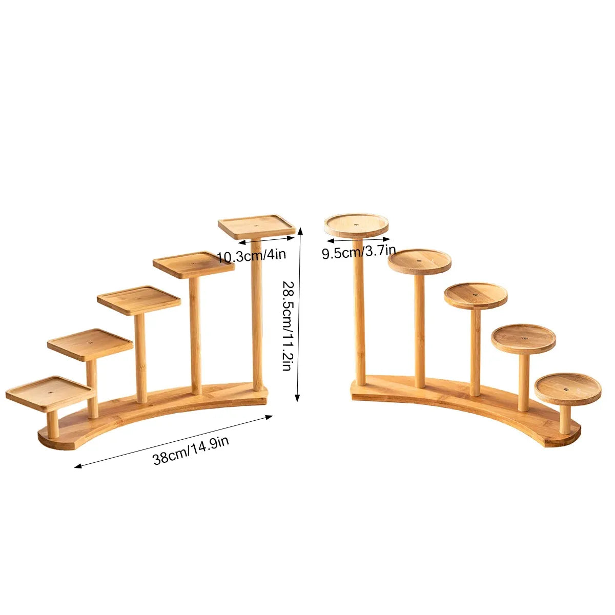 Bamboo Indoor Desktop Flower Stand for Living Room Office MultiTier Plant Holder - Square
