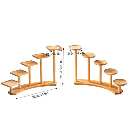 Bamboo Indoor Desktop Flower Stand for Living Room Office MultiTier Plant Holder - Square