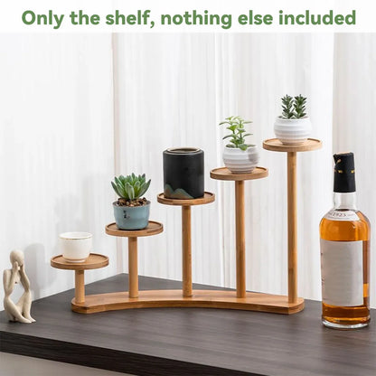 Bamboo Indoor Desktop Flower Stand for Living Room Office MultiTier Plant Holder - Square