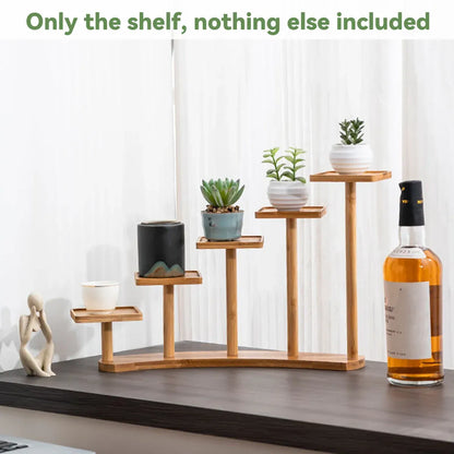 Bamboo Indoor Desktop Flower Stand for Living Room Office MultiTier Plant Holder - Square
