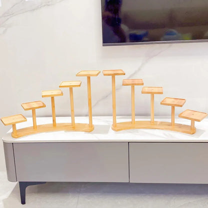 Bamboo Indoor Desktop Flower Stand for Living Room Office MultiTier Plant Holder - Square