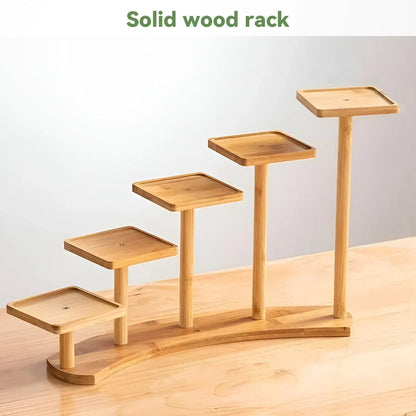 Bamboo Indoor Desktop Flower Stand for Living Room Office MultiTier Plant Holder - Square