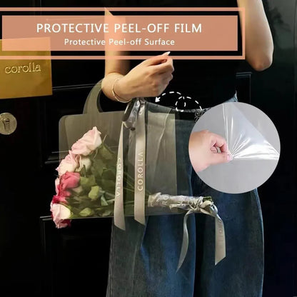 10pcs Transparent Flower Handbags Clear PET Bouquet Holder Gift Bags for Events - Square