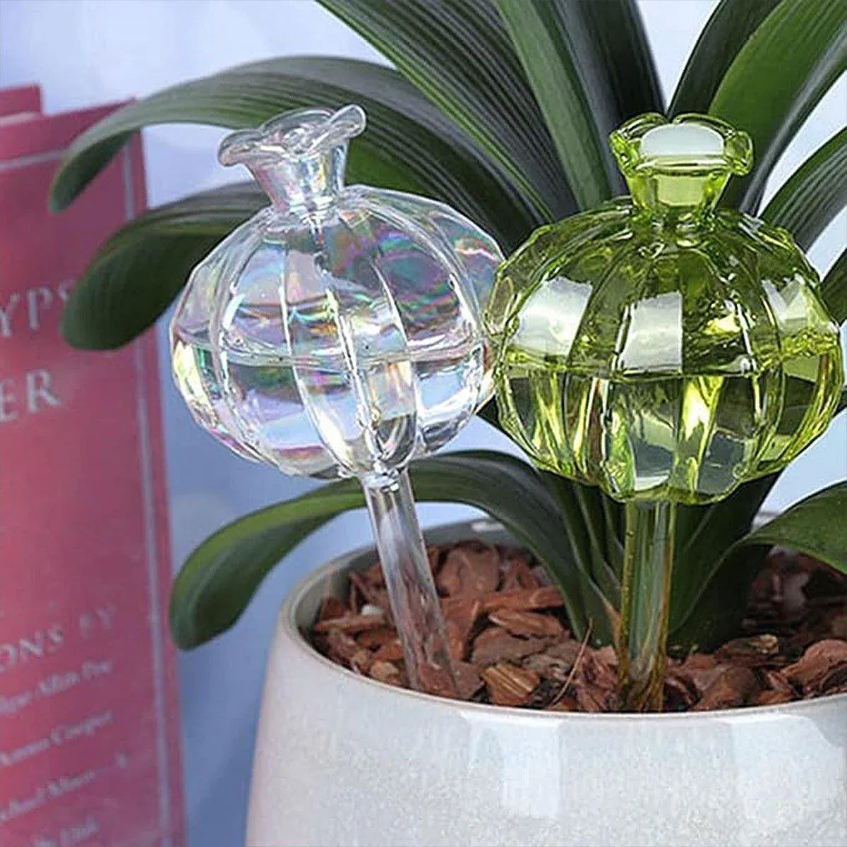 2PCS Automatic Glass Watering Cactus Plant Flower Self Drip Irrigation Tool - Green