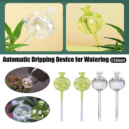 2PCS Automatic Glass Watering Cactus Plant Flower Self Drip Irrigation Tool - Green