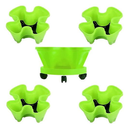 4-Petal 3D Plastic Flower Pot Planter for Indoor Outdoor Plants