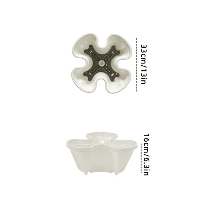 4-Petal 3D Plastic Flower Pot Planter for Indoor Outdoor Plants
