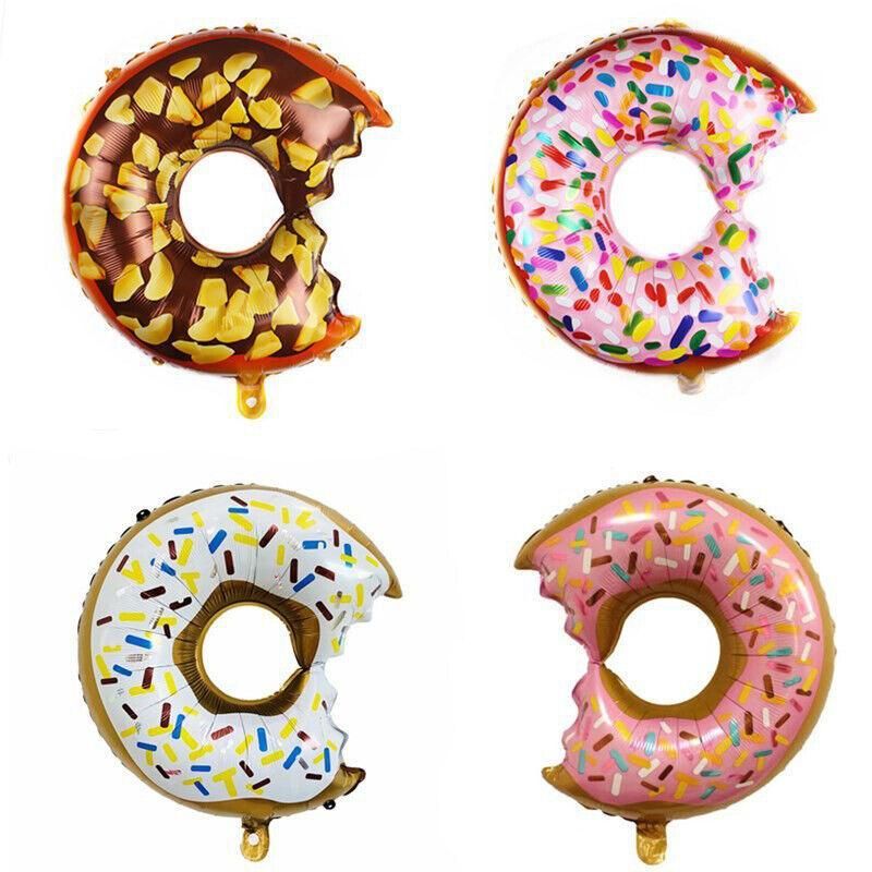 Donut Foil Balloon Party Decoration with Bite 50x73cm Helium Sweet Icing Colours - A