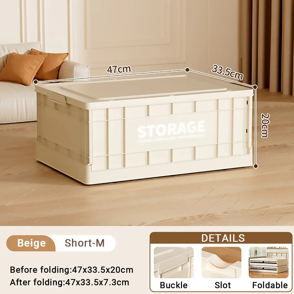 Foldable Large Capacity Household Toy Book Storage Box Space Saving Durable - L