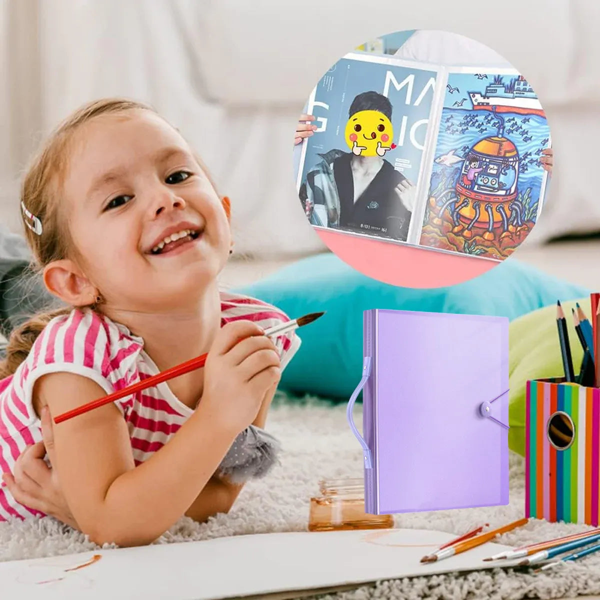A3 8K Drawing Book Storage Album Artwork Organiser Durable Collection