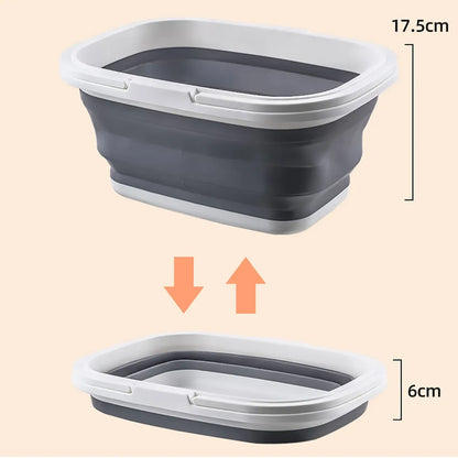 Outdoor Portable Foldable Handbasket Collapsible Picnic Basket Durable Sturdy - Grey