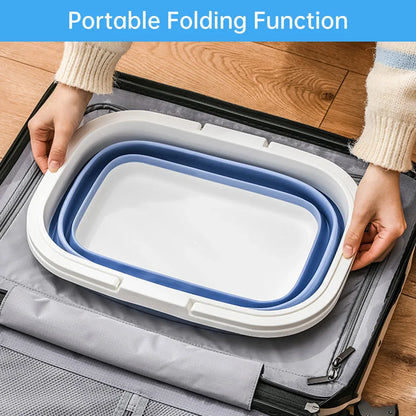 Outdoor Portable Foldable Handbasket Collapsible Picnic Basket Durable Sturdy - Grey