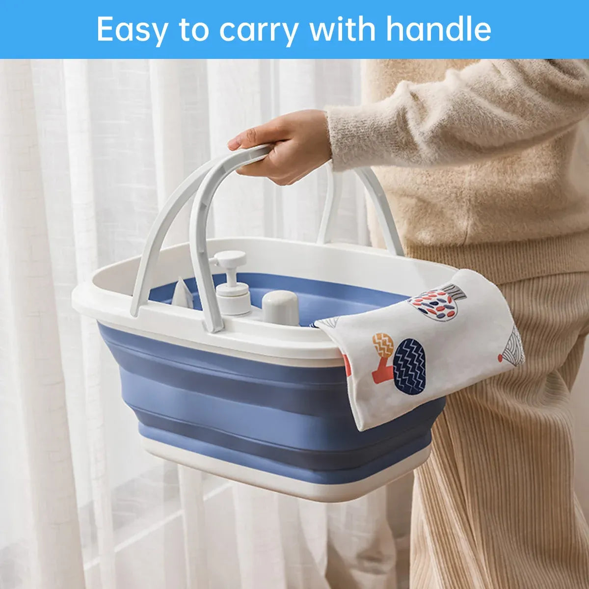Outdoor Portable Foldable Handbasket Collapsible Picnic Basket Durable Sturdy - Grey