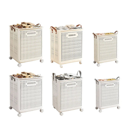 Folding Portable Laundry Basket Multifunctional Storage for Bathroom Household - M-Beige