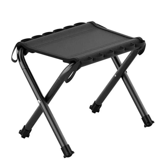 Outdoor Foldable Bench Stool Portable Camping Chair for Hiking Picnic Travel - Black