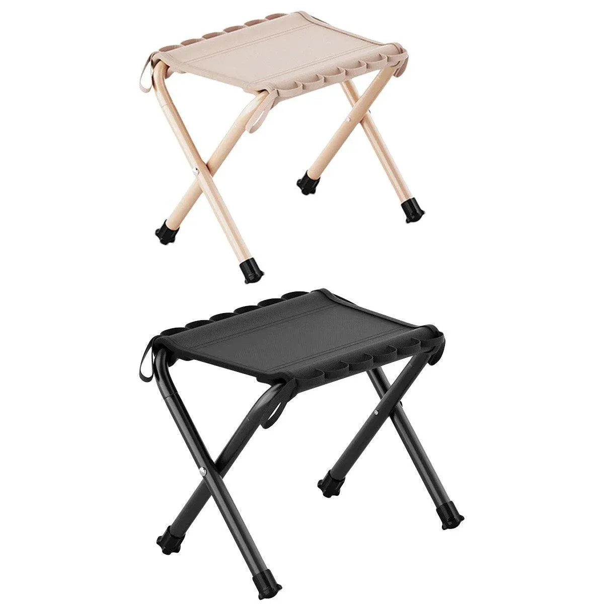 Outdoor Foldable Bench Stool Portable Camping Chair for Hiking Picnic Travel - Black