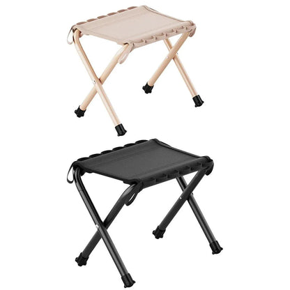 Outdoor Foldable Bench Stool Portable Camping Chair for Hiking Picnic Travel - Black