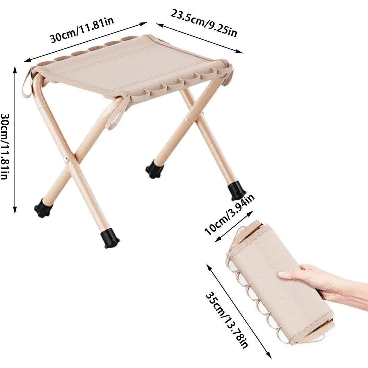 Outdoor Foldable Bench Stool Portable Camping Chair for Hiking Picnic Travel - Black