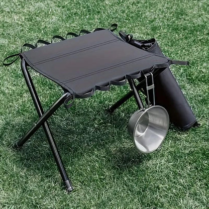 Outdoor Foldable Bench Stool Portable Camping Chair for Hiking Picnic Travel - Black