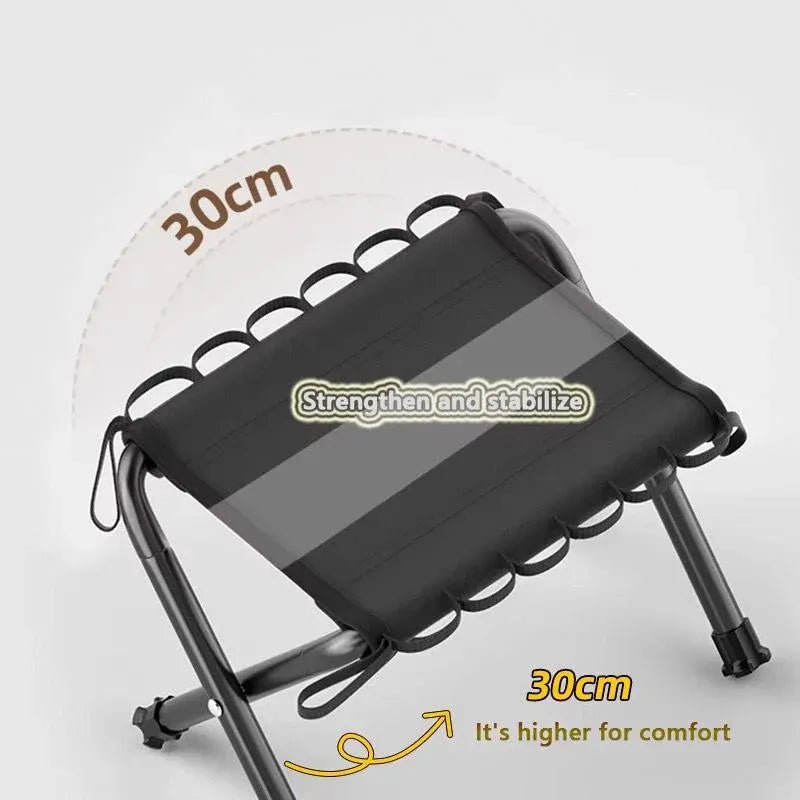Outdoor Foldable Bench Stool Portable Camping Chair for Hiking Picnic Travel - Black