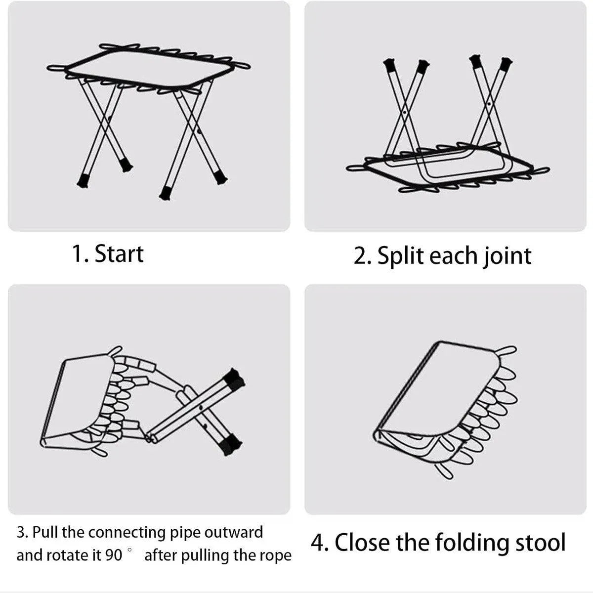 Outdoor Foldable Bench Stool Portable Camping Chair for Hiking Picnic Travel - Black