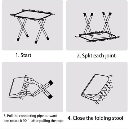 Outdoor Foldable Bench Stool Portable Camping Chair for Hiking Picnic Travel - Black
