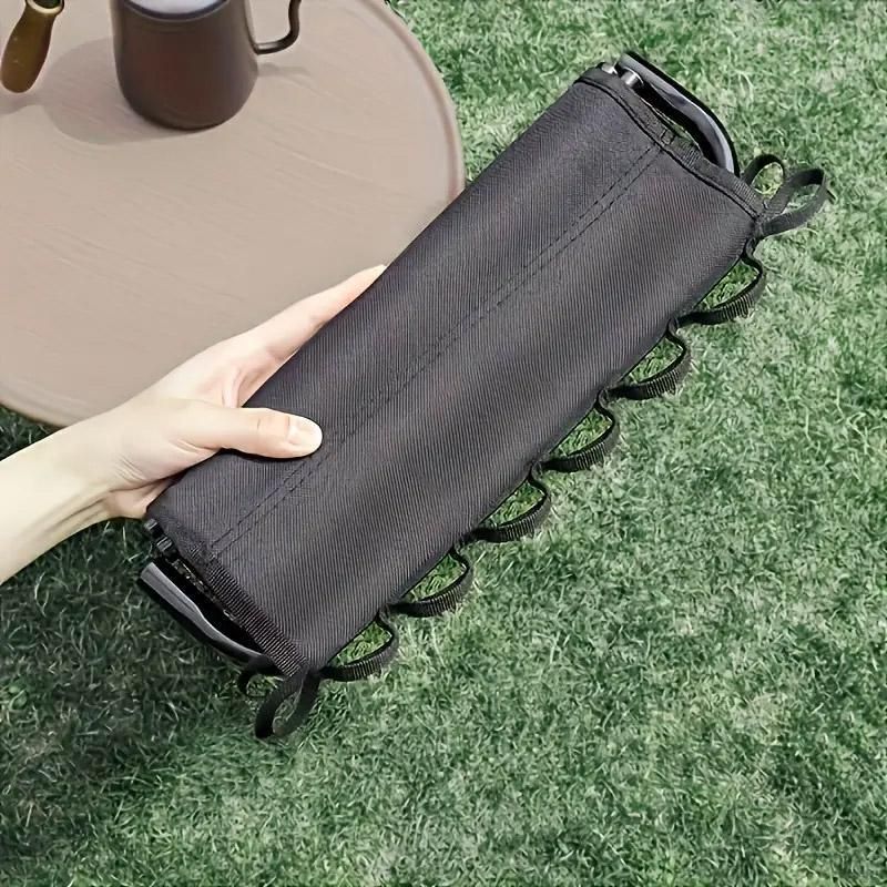 Outdoor Foldable Bench Stool Portable Camping Chair for Hiking Picnic Travel - Black