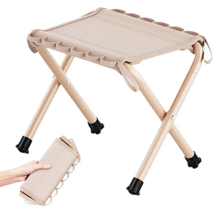 Outdoor Foldable Bench Stool Portable Camping Chair for Hiking Picnic Travel - Black
