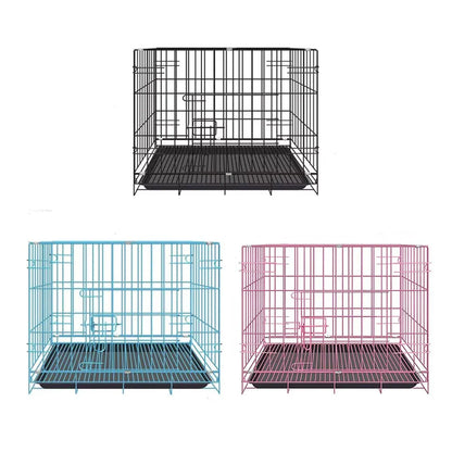 Metal Dog Crate Pet Cage with Divider for Puppies Cats Kennel Indoor Pet House - Small-Blue