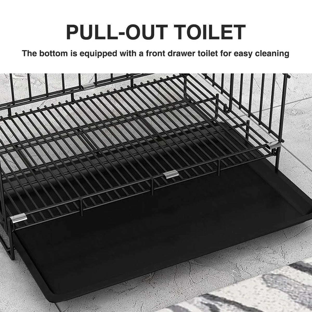 Metal Dog Crate Pet Cage with Divider for Puppies Cats Kennel Indoor Pet House - Small-Blue